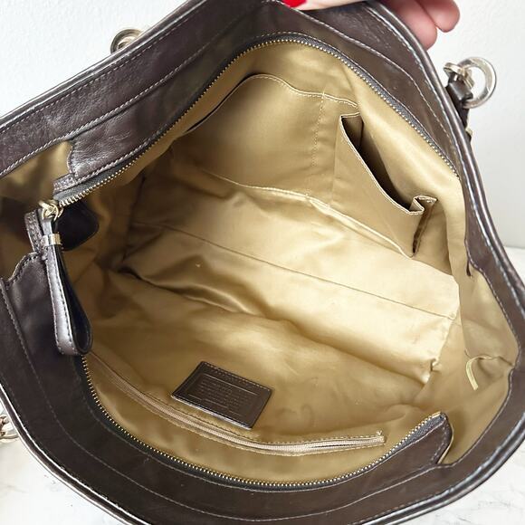 Coach Madison East West Tote With Zebra Print Brown/Tan Zip Top Shoulder Bag - Picture 13 of 16